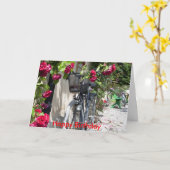 Fietsen en rozen in Zweden, Gelukkige Verjaardag Kaart (Gele Bloem)