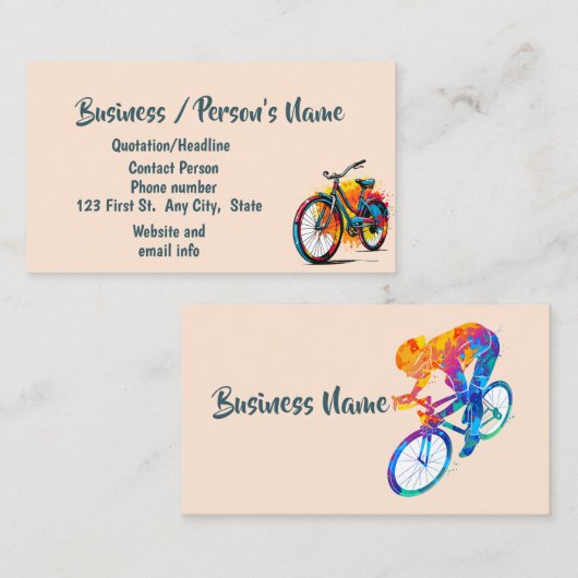 Fietsen Fietsen Fietsen Fietslessen Custom Busines Visitekaartje (Voorkant / Achterkant)
