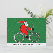 Fietsen Fietser Kerstmis Feestdagenkaart (Staand voorkant)