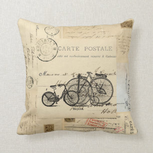 fietsen Franse Briefkaarten Pillow Kussen