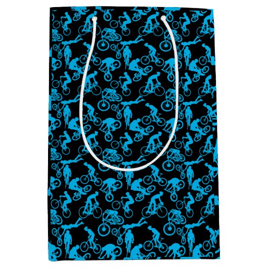 Fietsen Freestyles Pattern.b x4 Black BG Medium Cadeauzakje (Voorkant)