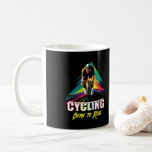 Fietsen geboren om te rijden koffiemok (Met donut)