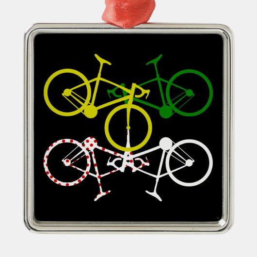 Fietsen Geel Groen Wit Polka-dot truien Metalen Ornament (Voorkant)