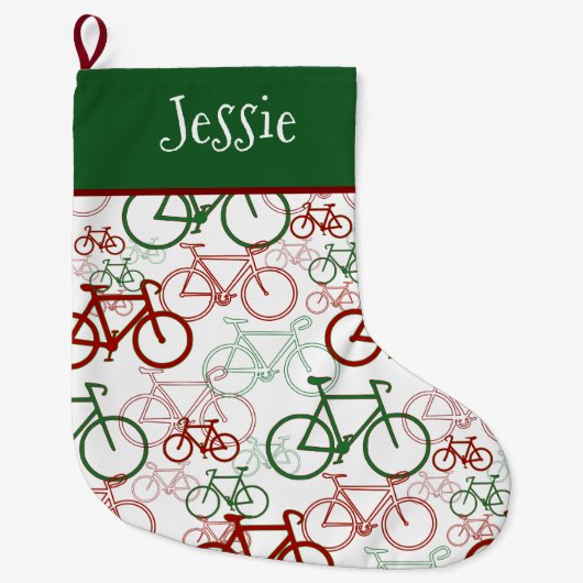 Fietsen gepersonaliseerde kerstkous grote kerstsok (Voorkant)