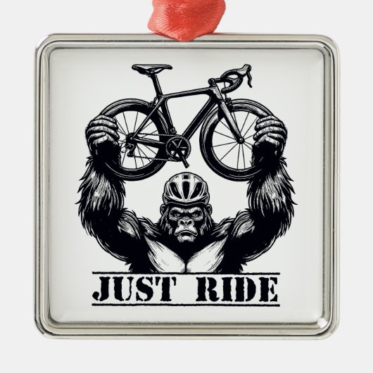 Fietsen Gewoon rijden Gorilla Metalen Ornament (Voorkant)