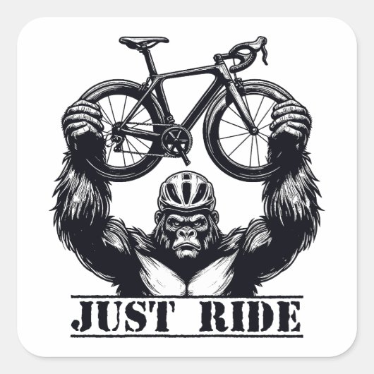 Fietsen Gewoon rijden Gorilla Vierkante Sticker (Voorkant)