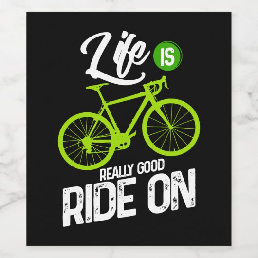 Fietsen - Het leven is echt goed op weg Wijn Etiket (Enkel label)