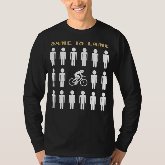 Fietsen Hetzelfde is Lame Tee Shirt - Pedal naar e (Voorkant)