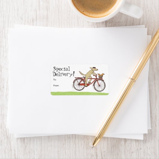 Fietsen Hond met Eekhoorn Vriend Gift Labels (Insitu)