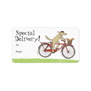 Fietsen Hond met Eekhoorn Vriend Gift Labels