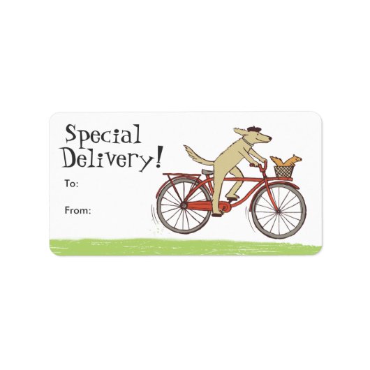 Fietsen Hond met Eekhoorn Vriend Gift Labels (Voorkant)