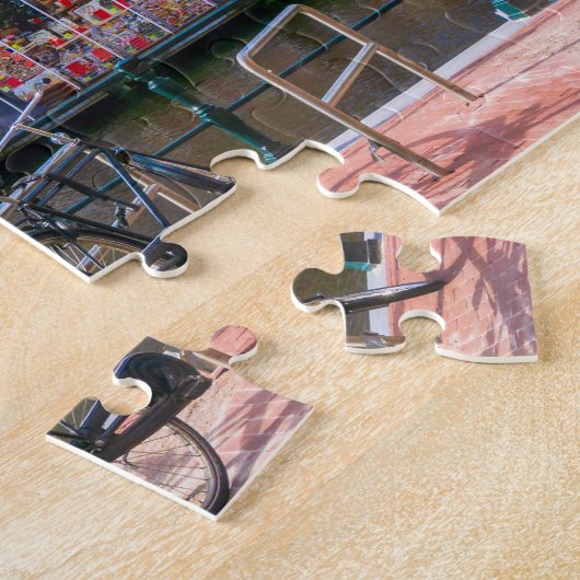 Fietsen Houses Along Amsterdam Canal Nederland Legpuzzel (Zijkant)