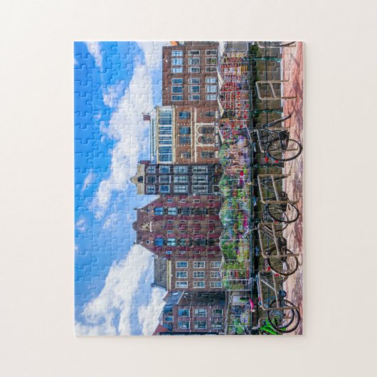 Fietsen Houses Along Amsterdam Canal Nederland Legpuzzel (Verticaal)