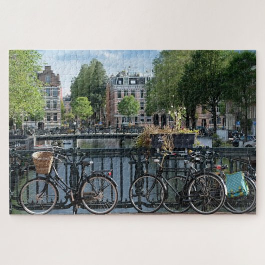 Fietsen in Amsterdam. Jigzaag Puzzle Legpuzzel (Horizontaal)