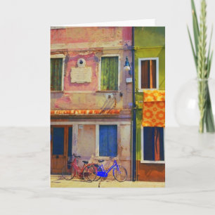 Fietsen in Burano Italië Venetië Wenskaart Kaart
