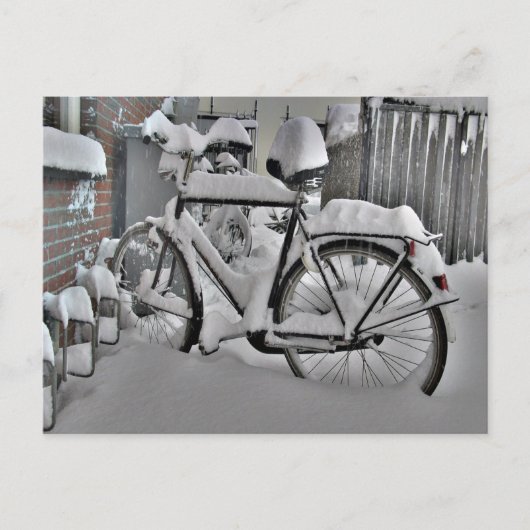 Fietsen in de winter briefkaart (Voorkant)