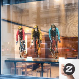 Fietsen in de Winter Drie Rijders Op Zoek Naar Fri Raamsticker