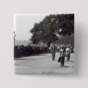 Fietsen in Hyde Park, c.1910 Vierkante Button 5,1 Cm