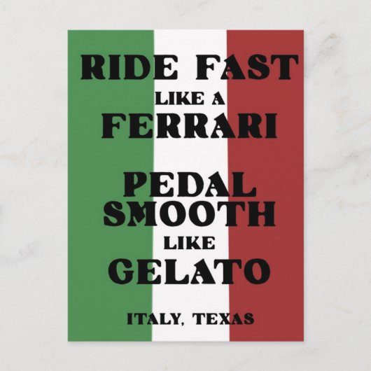 Fietsen in Italië (Texas) Briefkaart (Voorkant)
