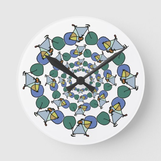 fietsen in kleur in cirkels ronde klok (Voorkant)