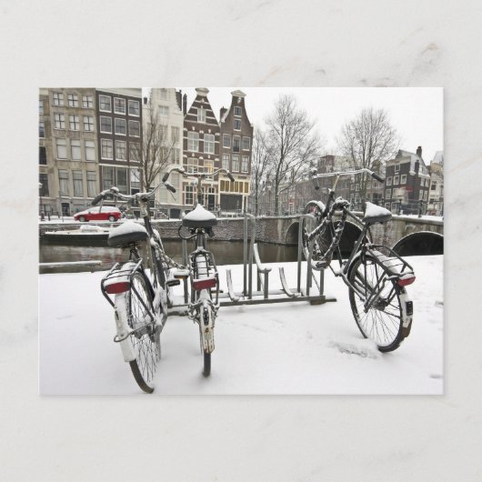 Fietsen in sneeuwAmsterdam in Nederland Briefkaart (Voorkant)