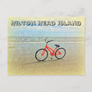 Fietsen in Sun Shower op Hilton Head Island Beach Briefkaart