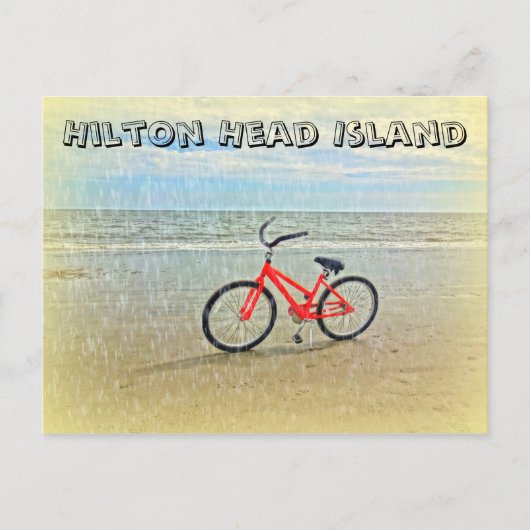 Fietsen in Sun Shower op Hilton Head Island Beach Briefkaart (Voorkant)