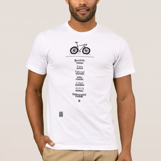 Fietsen in verschillende talen t-shirt (Voorkant)