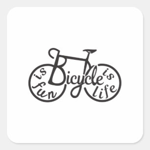 Fietsen is leuk, fiets is leven vierkante sticker