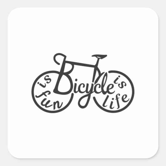 Fietsen is leuk, fiets is leven vierkante sticker (Voorkant)