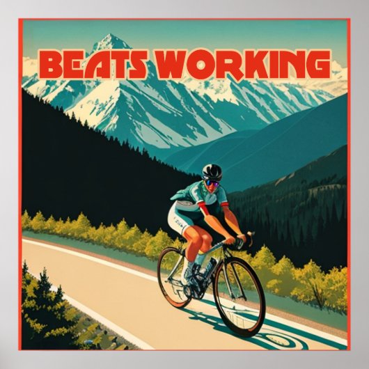Fietsen is leuker dan werken poster (Voorkant)