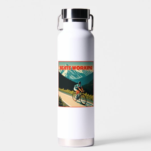 Fietsen is leuker dan werken waterfles (Voorkant)