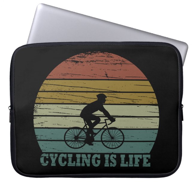 Fietsen is leven motivatie quotes laptop sleeve (Voorkant)