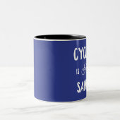 Fietsen is mijn gezond verstand tweekleurige koffiemok (Center)