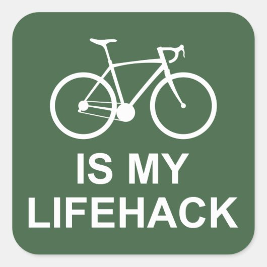 Fietsen is mijn lifehack vierkante sticker (Voorkant)