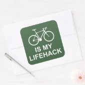 Fietsen is mijn lifehack vierkante sticker (Envelop)