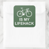 Fietsen is mijn lifehack vierkante sticker (Tas)