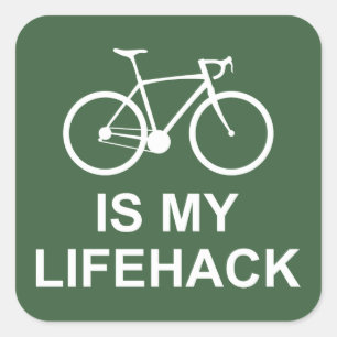 Fietsen is mijn lifehack vierkante sticker