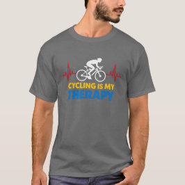Fietsen Is Mijn Therapie Dappere Fietser Hartslag T-shirt