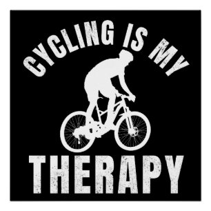 fietsen is mijn therapie grappig fietscadeau perfect poster