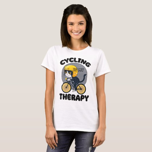 Fietsen is mijn therapie grappige fietser t-shirt (Voorkant volledig)