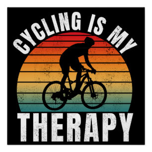 Fietsen is mijn therapie Grappige Vintage Typograf Perfect Poster