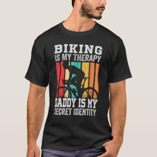 Fietsen is mijn therapie papa is mijn geheime iden t-shirt