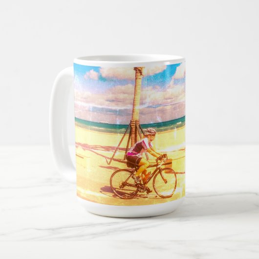 Fietsen langs het strand koffiemok (Voorkant links)