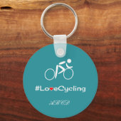 Fietsen leuk geef initialen weer aan op turquoise sleutelhanger (Voorkant)