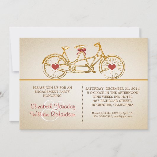 Fietsen Leuke verlovingsfeest uitnodigingen (Voorkant)