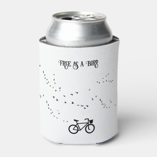 Fietsen Leven, gratis als een vogel aanpasbaar Blikjeskoeler (Blikje Voorkant)