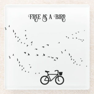 Fietsen Leven, gratis als een vogel aanpasbaar Glazen Onderzetter