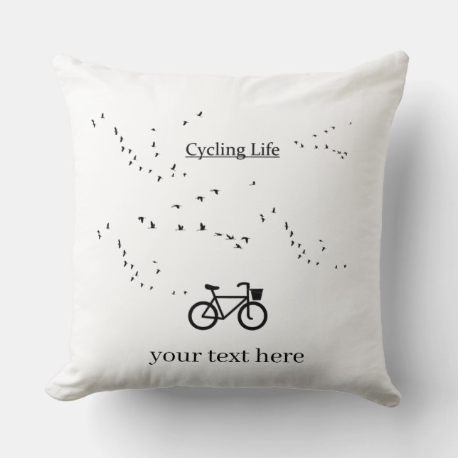 Fietsen Leven, gratis als een vogel aanpasbaar Kussen (Voorkant)