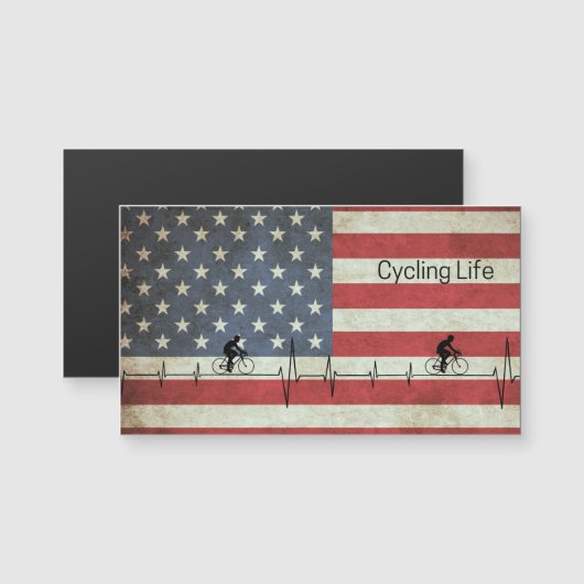 Fietsen Leven, Sterren en Stripes Magnet (Voorkant / Achterkant)